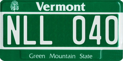 VT license plate NLL040
