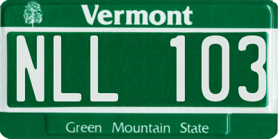 VT license plate NLL103