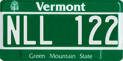 VT license plate NLL122