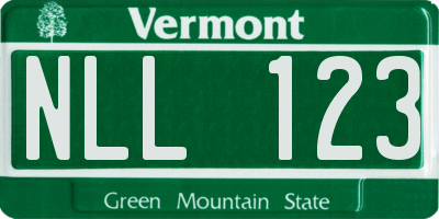 VT license plate NLL123