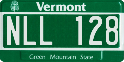 VT license plate NLL128