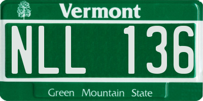 VT license plate NLL136