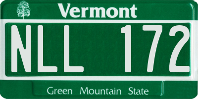 VT license plate NLL172