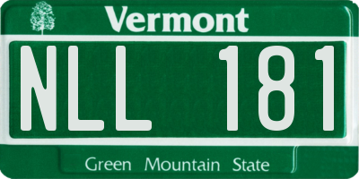 VT license plate NLL181