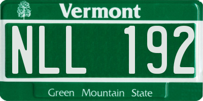 VT license plate NLL192