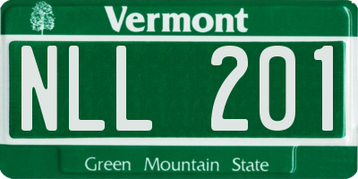 VT license plate NLL201