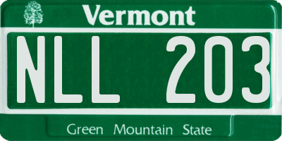 VT license plate NLL203