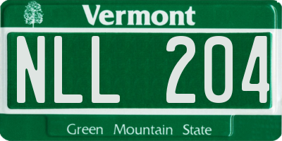 VT license plate NLL204