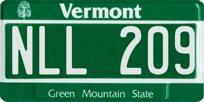 VT license plate NLL209