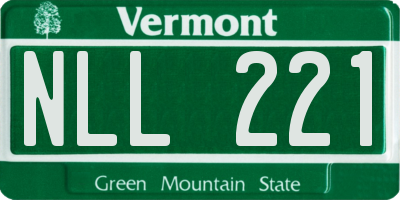 VT license plate NLL221
