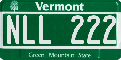 VT license plate NLL222