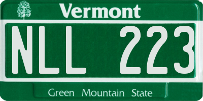 VT license plate NLL223