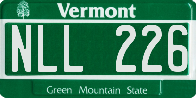VT license plate NLL226