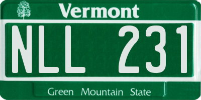 VT license plate NLL231