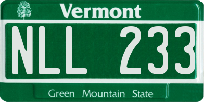 VT license plate NLL233