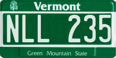 VT license plate NLL235