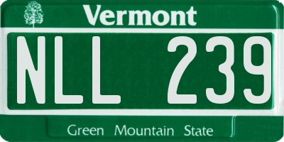 VT license plate NLL239