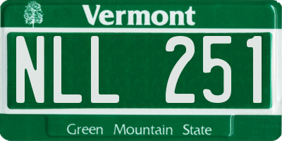 VT license plate NLL251