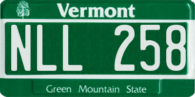 VT license plate NLL258