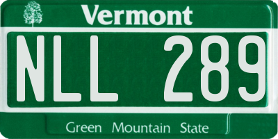 VT license plate NLL289