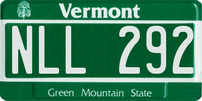 VT license plate NLL292