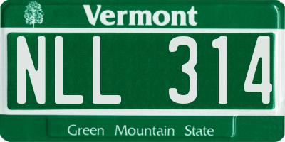 VT license plate NLL314