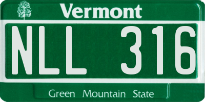 VT license plate NLL316