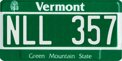 VT license plate NLL357