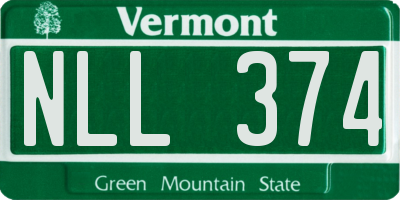 VT license plate NLL374