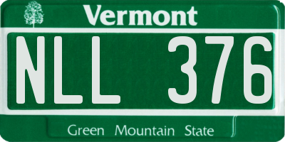 VT license plate NLL376