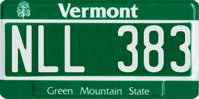 VT license plate NLL383