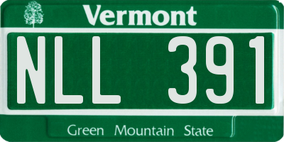 VT license plate NLL391