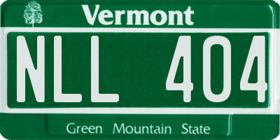VT license plate NLL404