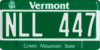 VT license plate NLL447