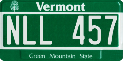 VT license plate NLL457