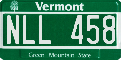 VT license plate NLL458