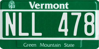VT license plate NLL478