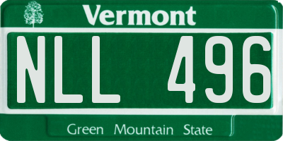 VT license plate NLL496