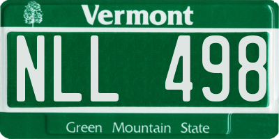 VT license plate NLL498