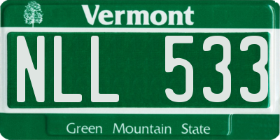 VT license plate NLL533