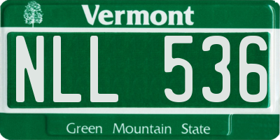 VT license plate NLL536