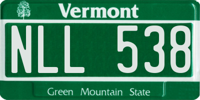 VT license plate NLL538