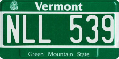 VT license plate NLL539