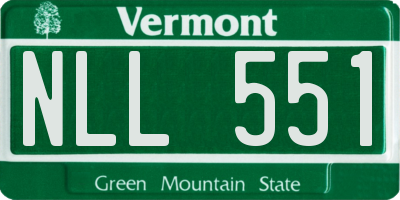 VT license plate NLL551