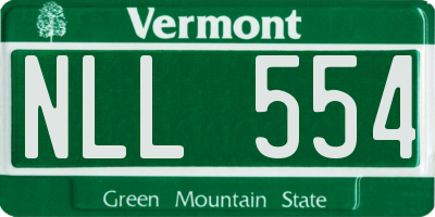 VT license plate NLL554