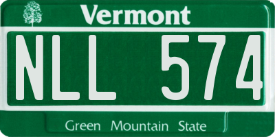 VT license plate NLL574