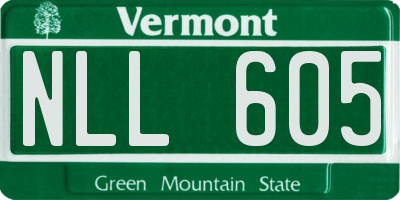 VT license plate NLL605