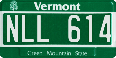 VT license plate NLL614