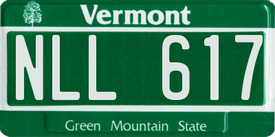 VT license plate NLL617