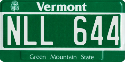VT license plate NLL644